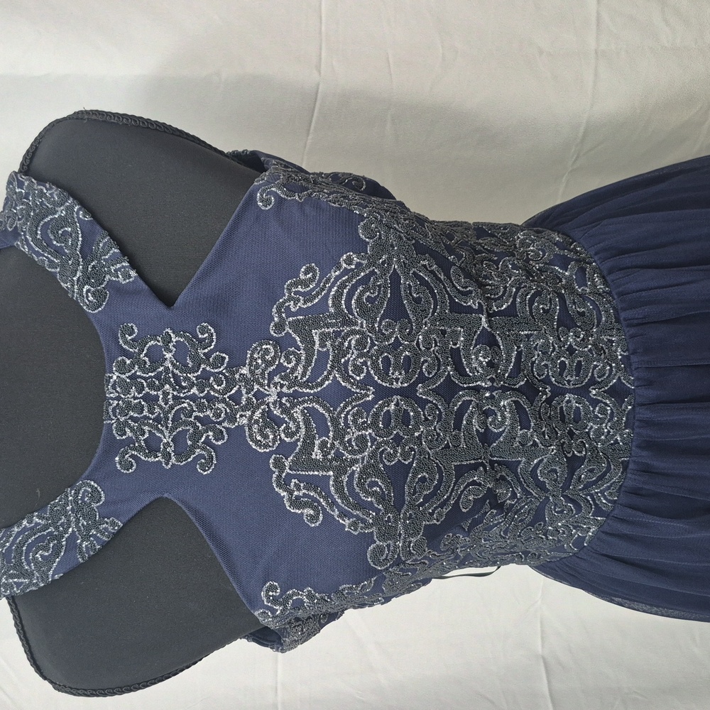 Xtraordinary Navy Blue Embroidered Prom Dress - Picture 2 of 7